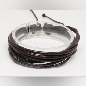 Men's leather bracelet layered brown new e50‎
